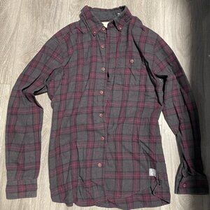 Maroon and Grey Button-Down Shirt